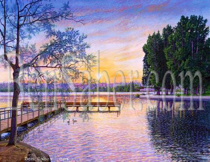 Picture,painting,greenlake,park,seattle,sunset